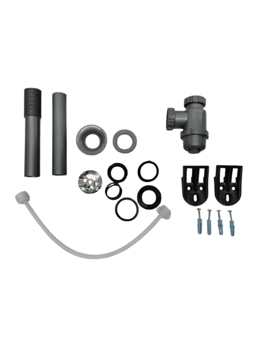 Kit completo de sifón, desagüe y accesorios para lavamanos — Pacific Group
