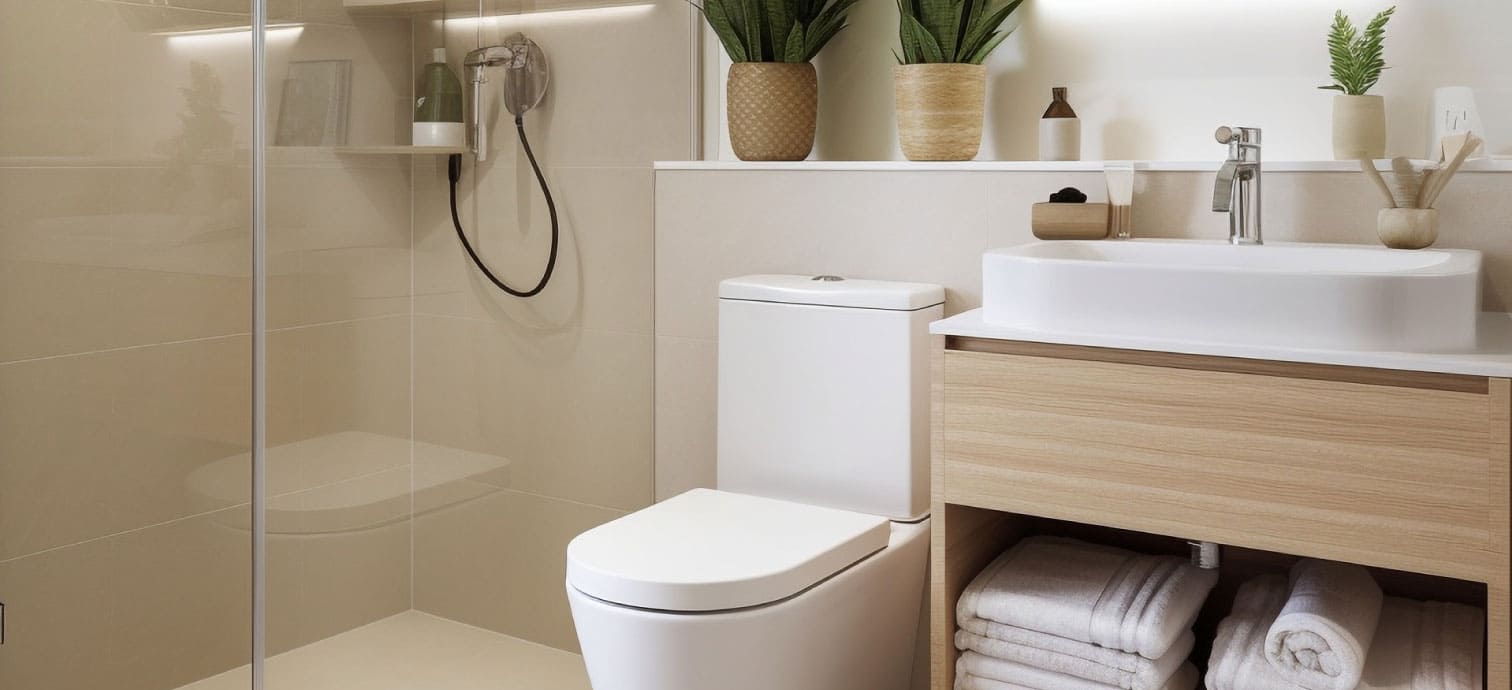 Remodelación de baño con grifería, vanity y ducha — productos de construcción y ferretería al por mayor Pacific Group en Colombia