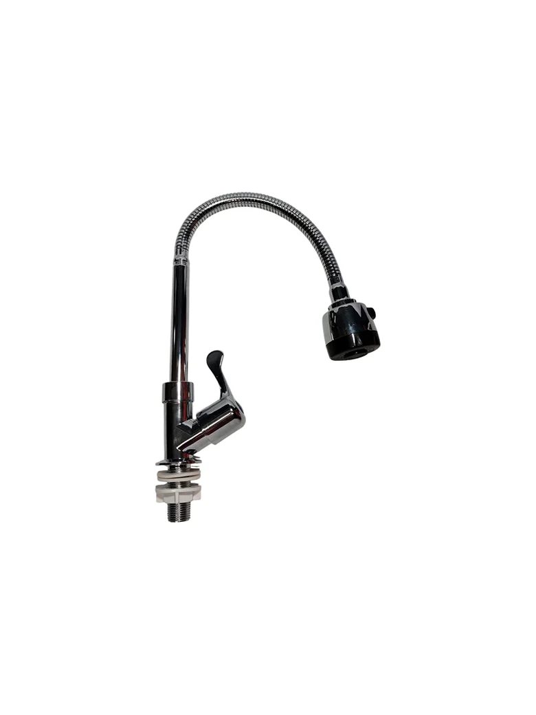 Llave monomando para lavaplatos con cuello flexible cromado — Pacific Group